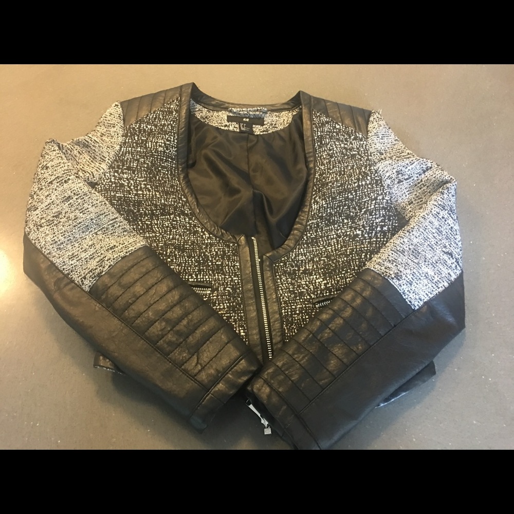 H &M  Tweed and Leather Jacket